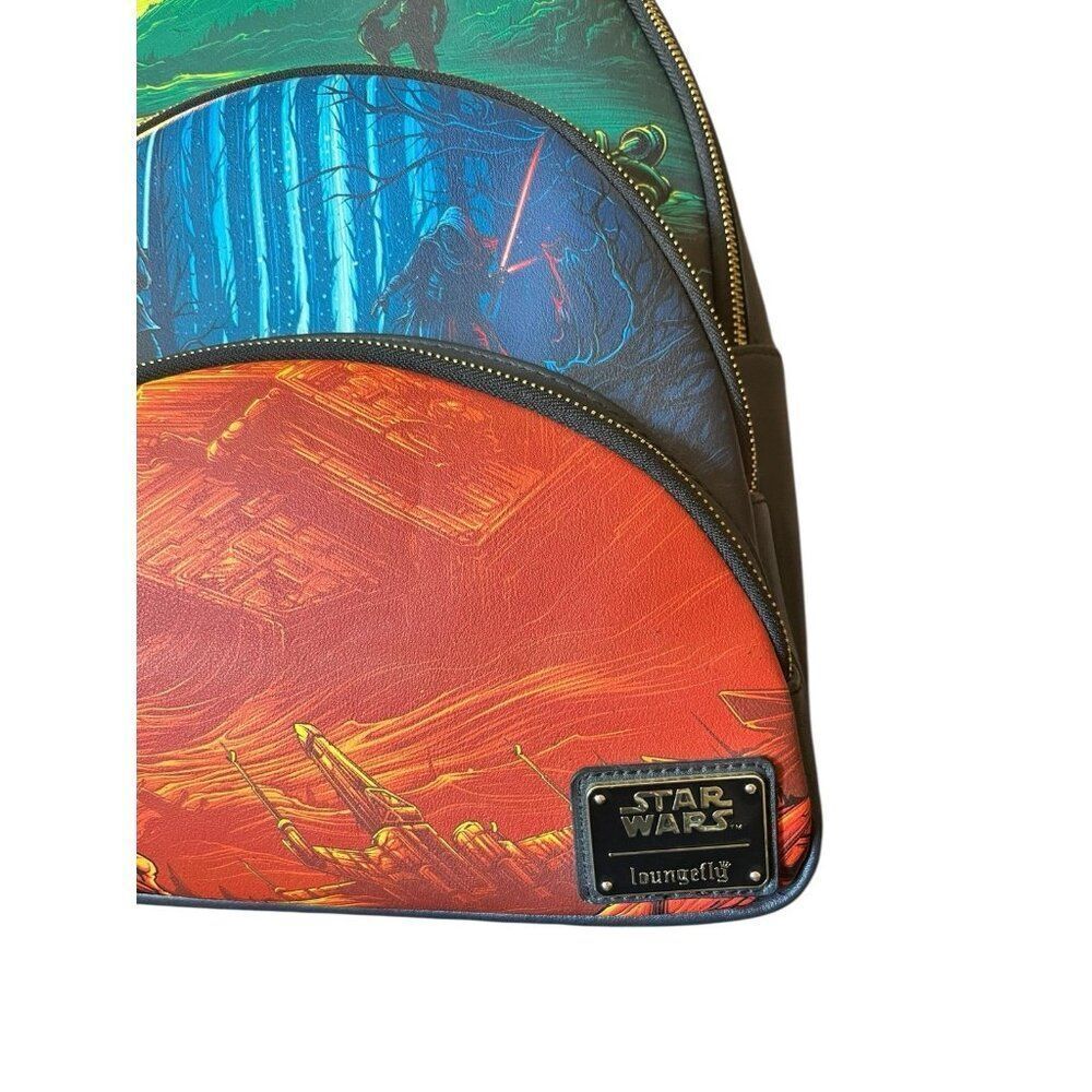 Loungefly Star Wars The Force Awakens Disney Parks 100 Mini Triple Zip Backpack - Picture 2 of 6